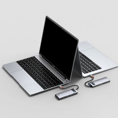 11. Baseus Metal Gleam 8in1 USB-C Hub - USB-C PD 100W 1x HDMI 4K 30Hz 1x SD and microSD card reader 3x USB-A 3.2 1xRJ45 - gray
