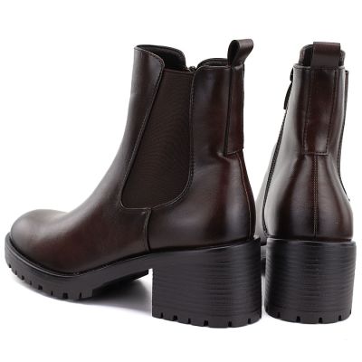 5. Women's ankle boots with a block heel, insulated, brown, Potocki SZ12742