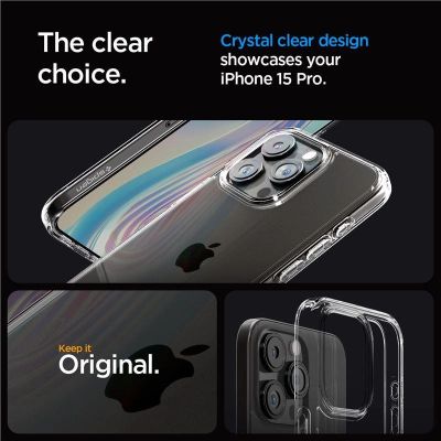 2. Spigen Crystal Hybrid iPhone 15 Pro Case - Clear