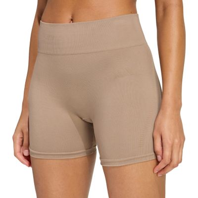 4. Women's adidas Workout Essentials 4 inch beige shorts JX3926