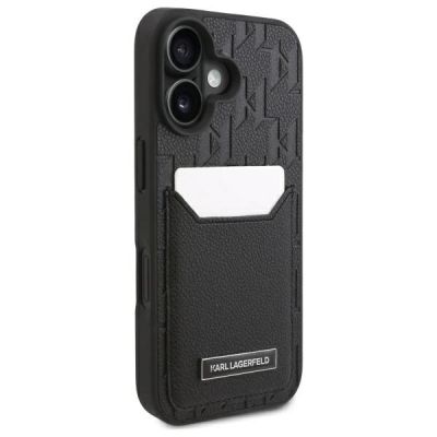 4. Karl Lagerfeld Cardslots Monogram iPhone 16 Case - Black