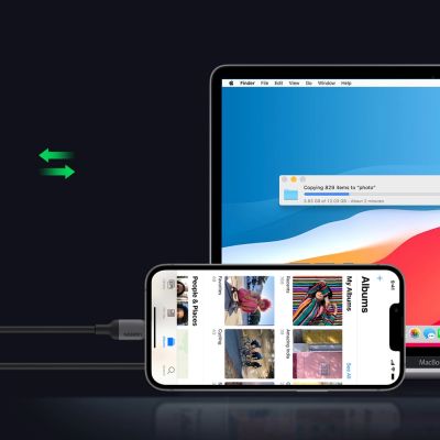 7. Ugreen US387 Lightning - USB-C MFI PD cable 20W 480Mb/s 1m - black