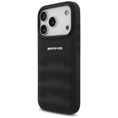 2. AMG Leather Debossed Lines Logo Case for iPhone 17 Pro - Black