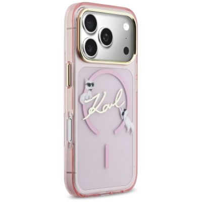 4. Karl Lagerfeld IML Choupettes Karl Script Logo MagSafe Case for iPhone 17 Pro Max - Pink