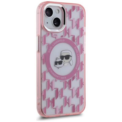 4. Karl Lagerfeld IML Monogram Karl & Choupette Head MagSafe iPhone 15 Plus Case - Pink