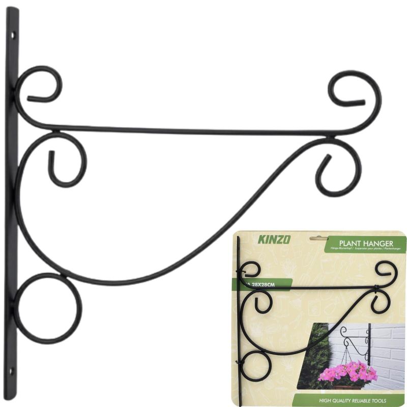 METAL PLANT HANGER, SWIRLS, ORNAMENT, BLACK, 26X28CM, KINZO