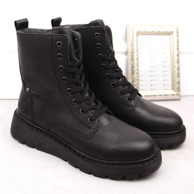 15. Women’s black lined leather ankle boots Rieker 70401-00