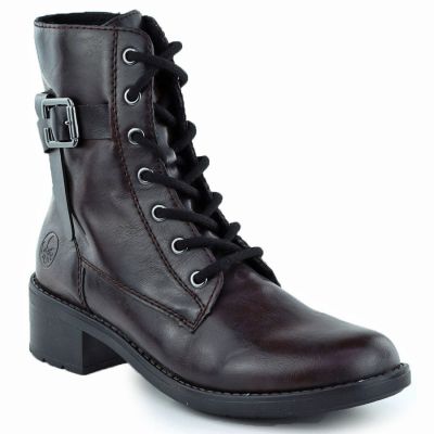 Women's burgundy ankle boots with buckle Rieker 75431-35