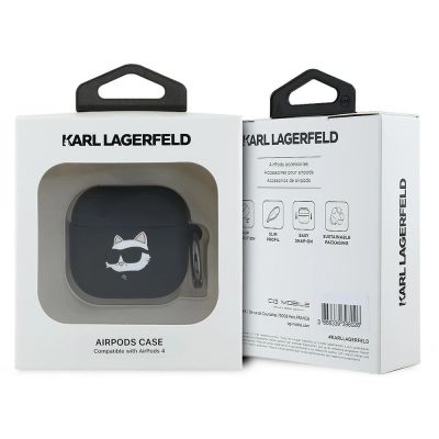 3. Karl Lagerfeld Silicone Choupette Head 3D Case for AirPods 4 - Black