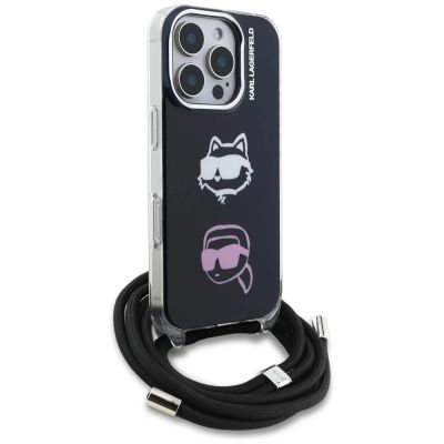3. Karl Lagerfeld IML Crossbody Karl&Choupette Head Case for iPhone 16 Pro Max - Black