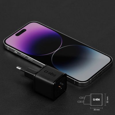 8. SBS TETRGAN1C20K 20W GaN USB-C Wall Charger with Power Delivery - Black