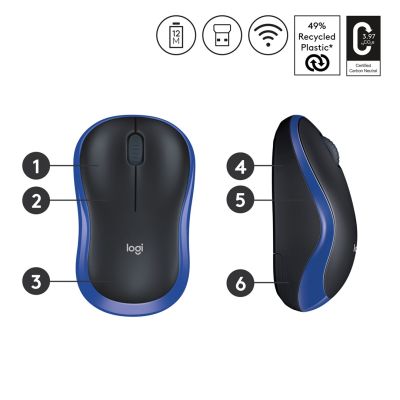 6. Logitech M185 Wireless Mouse 910-002236 (Optical; 1000 DPI; Blue)