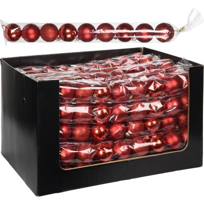 2. DECORATIVE PLASTIC BAUBLE SAFE 9 PCS DIA 60MM RED