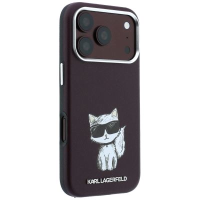 5. Karl Lagerfeld Smooth Choupette Sketch MagSafe case for iPhone 17 Pro / 18 Pro - burgundy