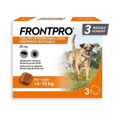 FRONTPRO Flea and tick tablets for dogs (>4-10 kg) - 3x 28.3 mg