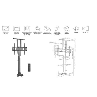 12. LCD TV mount (motorized) - Plastic, Aluminum, Steel - Screen size: 94-165.1 cm (37"-65")