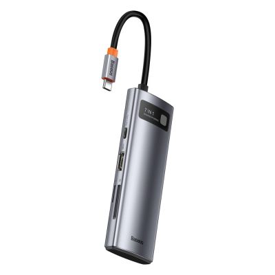 2. Baseus Metal Gleam Series multifunctional USB HUB 7in1 Type C HDMI TF PD card reader gray (WKWG020113)