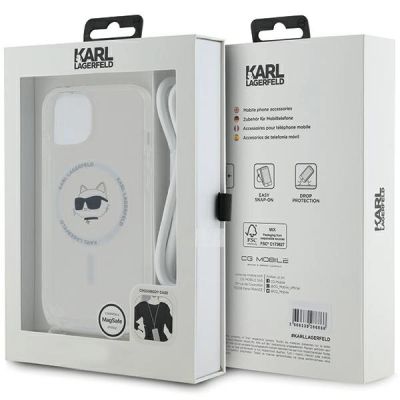 7. Karl Lagerfeld IML Choupette Head & Cord MagSafe case for iPhone 13 / 14 / 15 - transparent