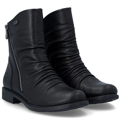 10. Rieker 74853-00 Waterproof Black Leather Ankle Boots for Women