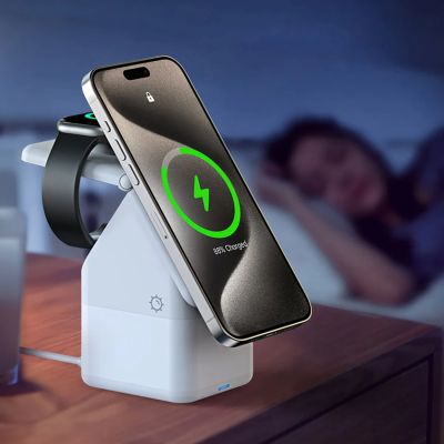 16. Duzzona W20 15W 4in1 inductive charger for iPhone / AirPods / Apple Watch with night lamp - white