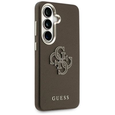 4. Guess Grained Big 4G Metal Logo Case for Samsung Galaxy S26 - Brown