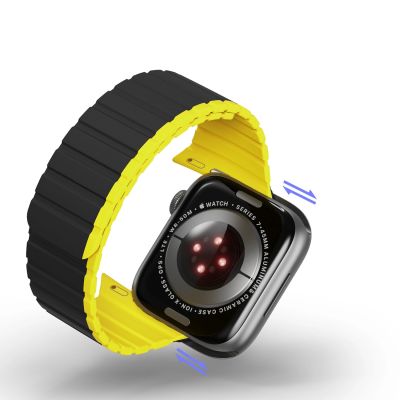 11. Magnetic Apple Watch SE, 9, 8, 7, 6, 5, 4, 3, 2, 1 (41, 40, 38 mm) Dux Ducis Strap (LD Version) - black and yellow