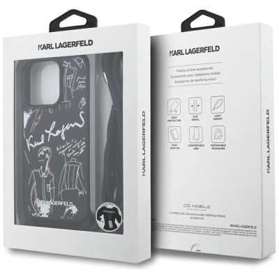 7. Karl Lagerfeld Crossbody Grained Pattern & Logo Case for iPhone 16 Pro Max - Black