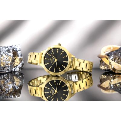 7. Giewont Sapphire Gold Black Women's Watch GW2720-B3