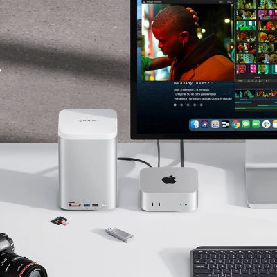 7. Orico MiniTower Docking Station with Hard Drive Bays for up to 56TB - Silver