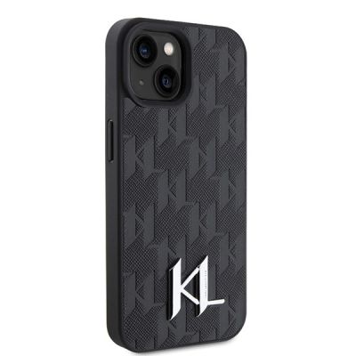 4. Karl Lagerfeld KLHCP15SPKLPKLK iPhone 15 / 14 / 13 6.1" black/black hardcase Leather Monogram Hot Stamp Metal Logo