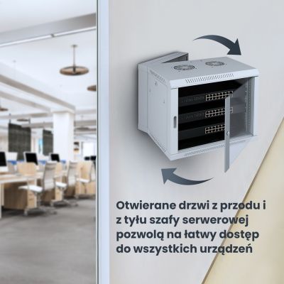 5. Extralink 12U 600x600 AZH Gray Rack Cabinet, Wall-Mounted, Two-Section