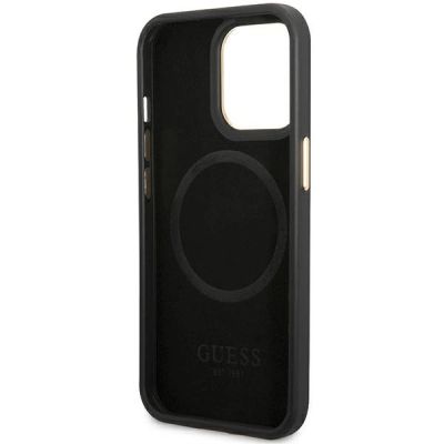 7. Guess Peony Logo Plate MagSafe Case for iPhone 14 Pro Max 6.7" - Black