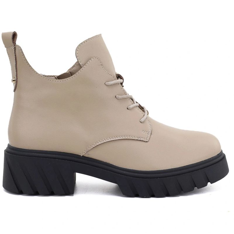 6. Women's beige leather ankle boots on the platform M.Daszyński SFY2502-11ac