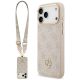 Guess 4G Strass Logo & Big Strap Metal Buttons MagSafe Case for iPhone 17 Pro Max - Pink