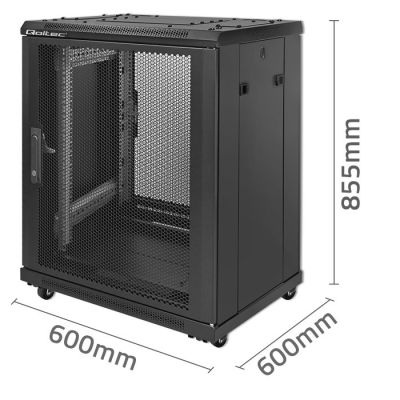 3. QOLTEC RACK CABINET 19" | 15U | 600X855X600 | PERFORATED DOORS