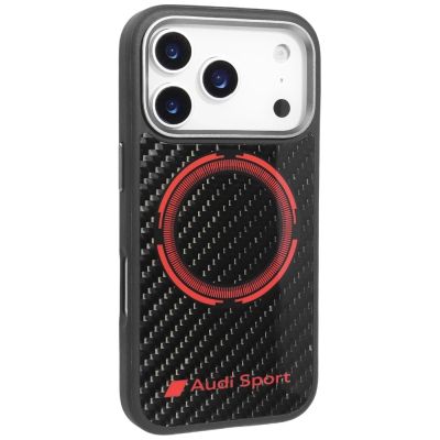 2. Audi RSQ Carbon Fiber Sport Red Circle MagSafe Case for iPhone 17 Pro - Black