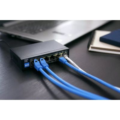 2. Extralink Switch PoE KRIOS 4x Gigabit PoE/PoE+, 2x RJ45 Uplink Gigabit, 60W