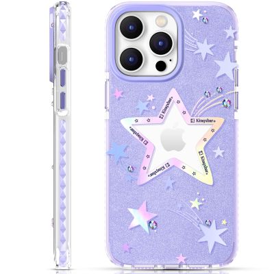 7. Kingxbar Heart Star Series case for iPhone 14 Plus purple star case