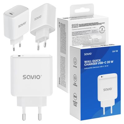 9. SAVIO LA-14 20W POWER DELIVERY 3.0 WALL CHARGER, WHITE