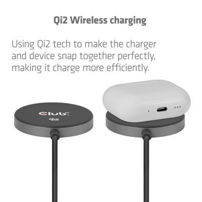 4. CLUB3D CAC-3027 Mobile Charger Smartphone, Universal Black DC Wireless Charging Fast Charging Internal