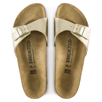 6. Birkenstock Madrid Birko-Flor Gold women's regular wide gold flip-flops (1016106)