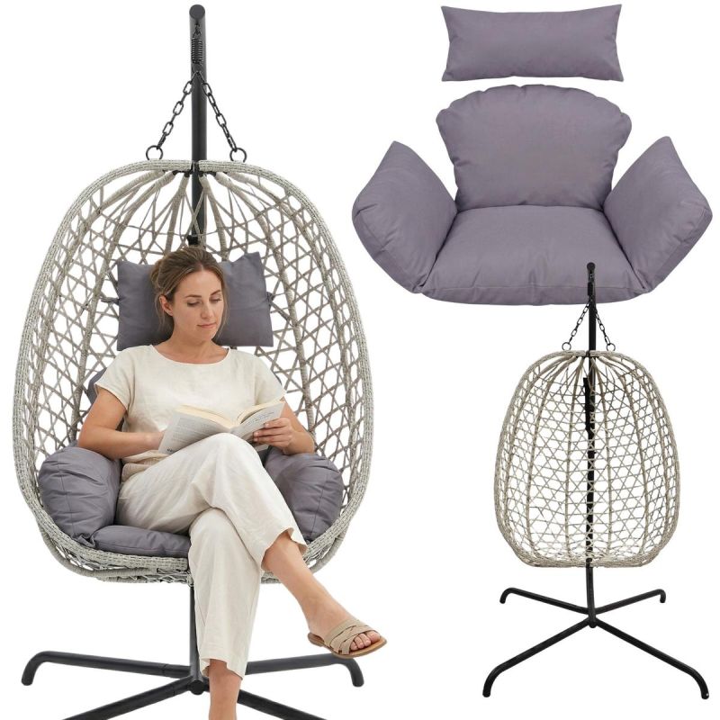 COCOON HANGING CHAIR WITH FRAME 195CM LIGHT GRAY 120KG