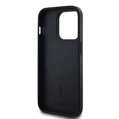 7. DKNY Leather Checkered Mono Pattern MagSafe Case for iPhone 14 Pro Max - Black