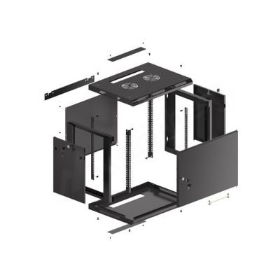 8. LANBERG WALL-HUNG RACK CABINET 19" 9U 600X450 METAL DOOR BLACK (FLAT PACK) WF01-6409-00B