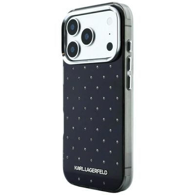 2. Karl Lagerfeld IML Rhinestones Allover and Electroplated Logo Case for iPhone 17 Pro Max / 18 Pro Max - Black
