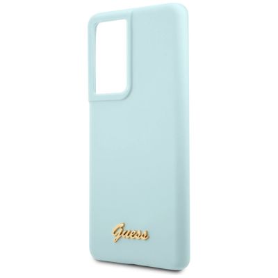 4. Guess GUHCS21LLSLMGLB S21 Ultra G998 blue/blue hardcase Silicone Script Metal Logo