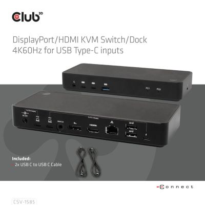 5. CLUB3D CSV-1585 KVM Switch Black
