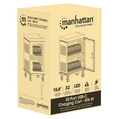 6. Manhattan 102353 Mobile Device Cabinet, Mobile Device Management Cart, Grey