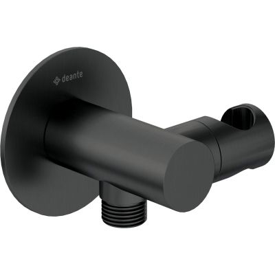 Round angle connector with handset holder