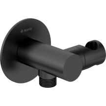 Round angle connector with handset holder